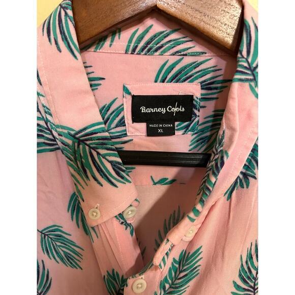 Barney Cools Pink Camp Holiday Button Down Shirt Pink Fern - XL - Picture 6 of 6